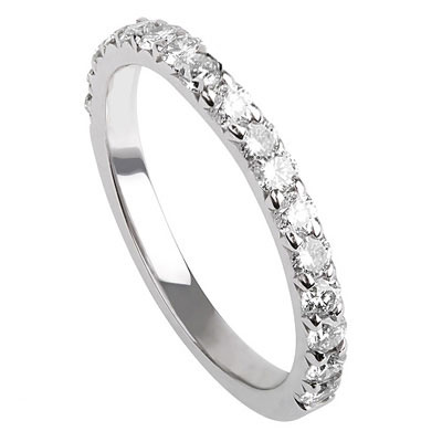 Open Pave wedding ring, 3/4 way pave set 