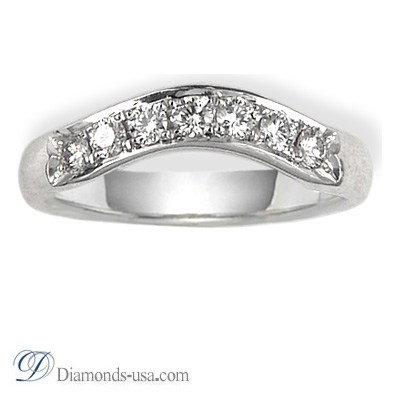 Curved Wedding band set with 7 diamonds 0.29Cts