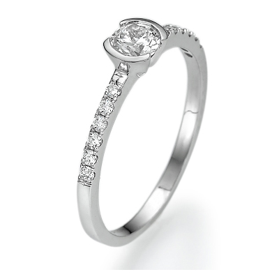 0.71 Carats, Round, Engagement ring with side stones settings