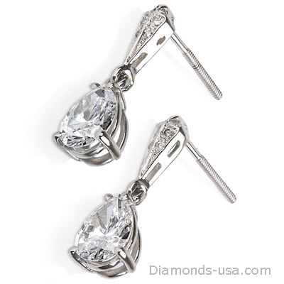 Stud and drop Pear shape diamond earrings-settings