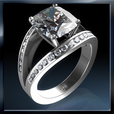 0.52 Carats, Radiant, Semi set with side stones