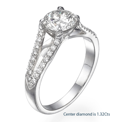 Designers Double V round diamonds engagement ring