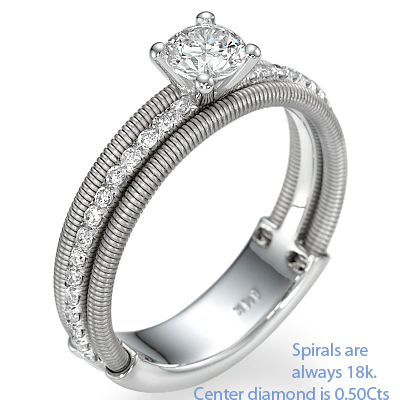 Contemporary spirals engagement ring