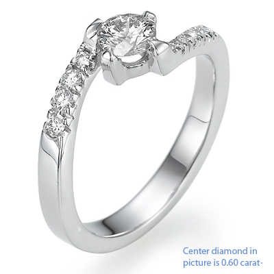 0.31 Carats, Princess, Engagement ring with side stones settings