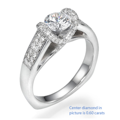 1 Carats, Radiant, Engagement ring with side stones settings