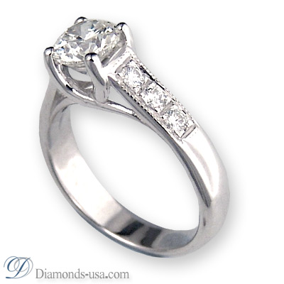 0 64 Carats  Round  Engagement ring with side stones settings