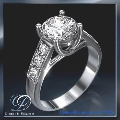 0.67 Carats, Round, Engagement ring with side stones settings