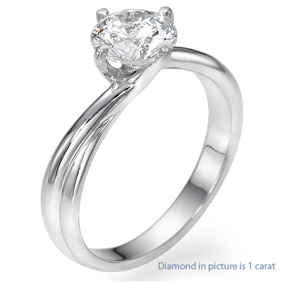 14K White Gold-Rhodium Dipped The Flowing Solitaire engagement ring