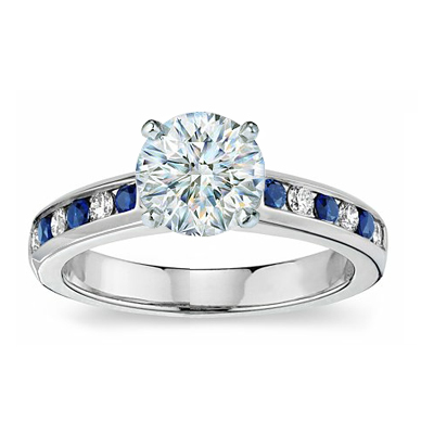 0.16 Carats, Round, Engagement ring with side stones settings