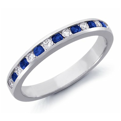 Diamond and Sapphires wedding band