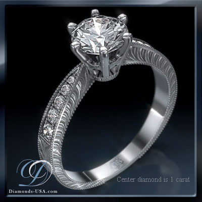 Hand engraved antique engagement ring style