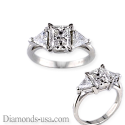 Engagement ring settings with side triangle diamonds