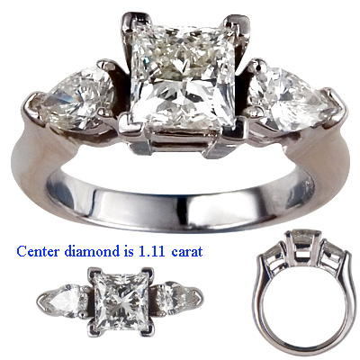 1.54 Carats, Pear, Engagement ring with side stones settings