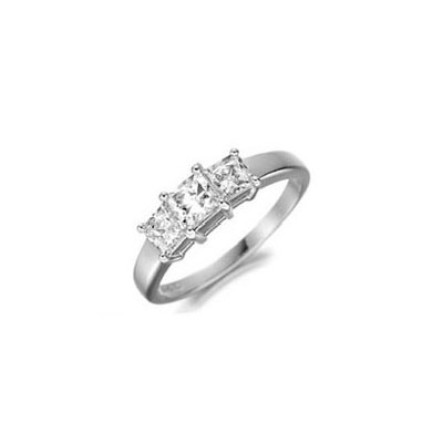 Three Princess stones diamond ring