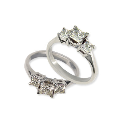 1.07 Carats, Radiant, Engagement ring with side stones settings
