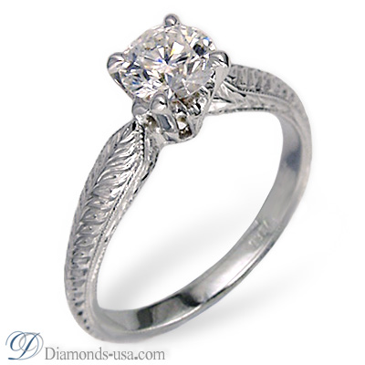 Engagement Rings Designers on Gold Rhodium Dipped Hand Engraved Designers Solitaire Engagement Ring