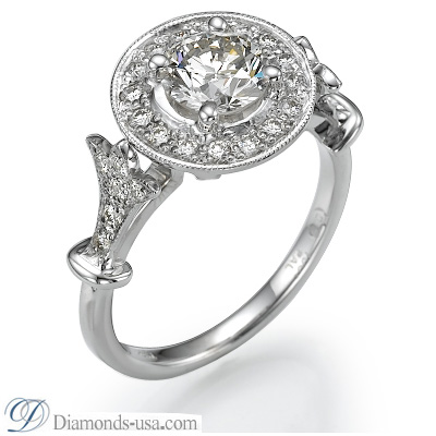 1.73 Carats, Round, Engagement and Wedding Diamond Rings Set