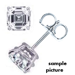 Asscher Cut diamond stud earrings