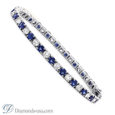 1.2 carat Diamonds and 2 carat Sapphires Tennis Bracelet