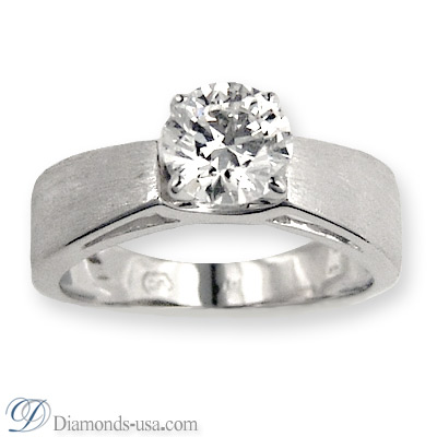 Wide Wedding Bands  Diamonds on White Gold Rhodium Dipped Wide Band Solitaire Diamond Engagement Ring