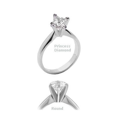 Princess and Rounds Compass Engagement Ring