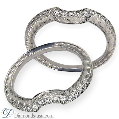 Antique style Wedding band for Engagement ring #32792