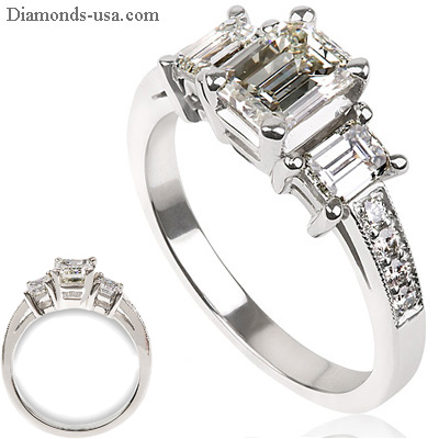 Engagement ring three Emerald