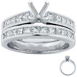 Bridal set, Princess accent diamonds 1.05 Cts