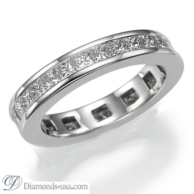 1.75 carats Princess diamonds channel set  eternity ring