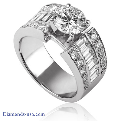 Custom made tapering engagement ring with diamonds