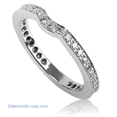 0.40 carat Pave set waved Wedding band