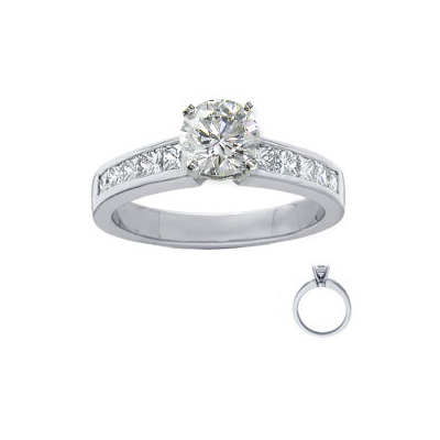 Engagement ring settings, 1 carat side Princess