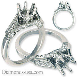 0.7 Carats, Round, Engagement and Wedding Diamond Rings Set