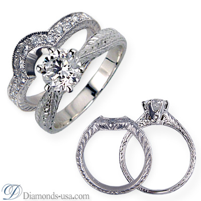 1.07 Carats, Round, Antique Engagement and wedding rings