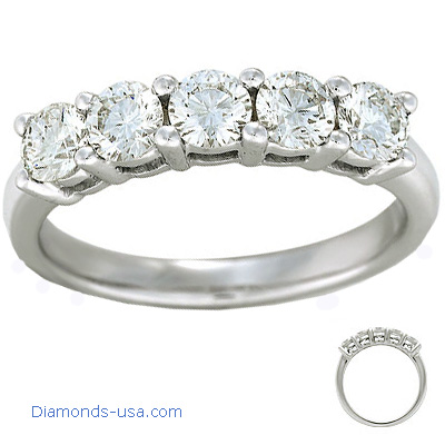 1 carat five round diamonds anniversary ring