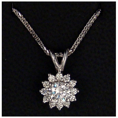 0.53 Carats, Round, Diamond Pendant round, Finished