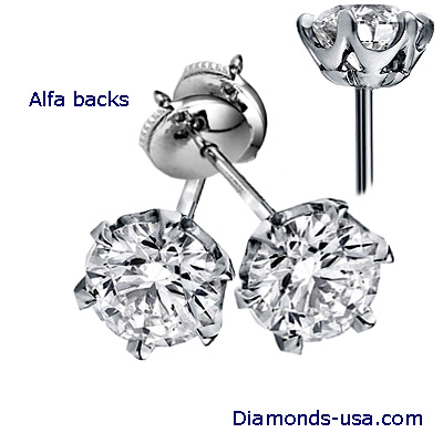 Flower designers stud earrings, 6 prongs