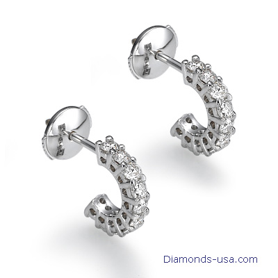Diamond hoop earrings, 0.70 carats.
