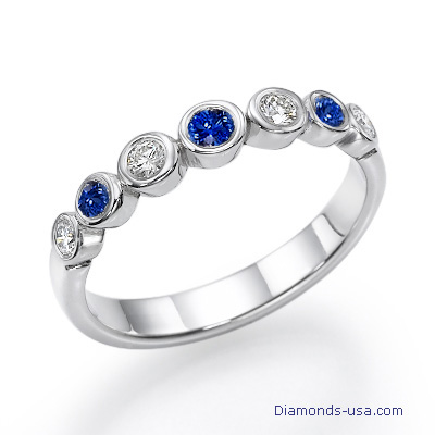 Seven Diamond & Sapphires wedding or engagement ring