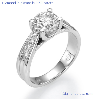 1.51 Carats, Round, Semi set with side stones