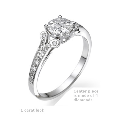 Cartier inspired engagement ring with side diamonds