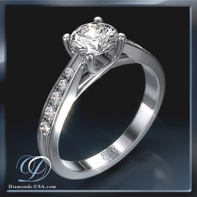 1.03 Carats, Oval, Engagement ring with side stones settings, finished