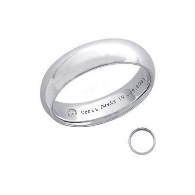 Diamond and inscription Wedding Band56mm width