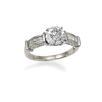 14K White Gold-Rhodium Dipped Designers Diamond Engagement ring