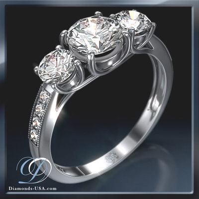 3 stone diamond ring settings with side diamonds
