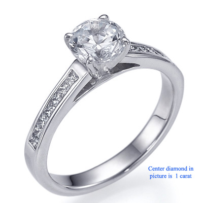 1 Carats, Radiant, Semi set with side stones