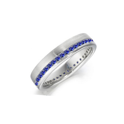 1.40 carats Royal Blue sapphire weddind band for you & her