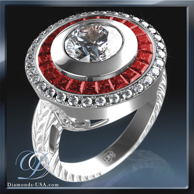 Antique engagement ring Replica,  red Rubies