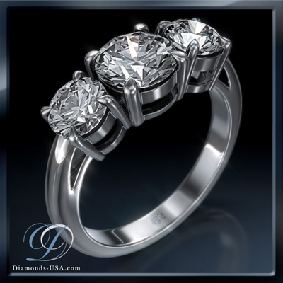 Round cut three stone engagement ring
