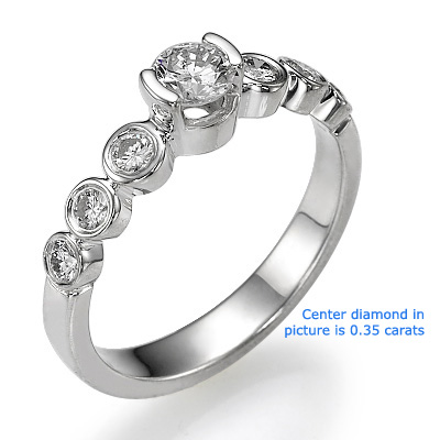 0.44 Carats, Round, Engagement ring with side stones settings